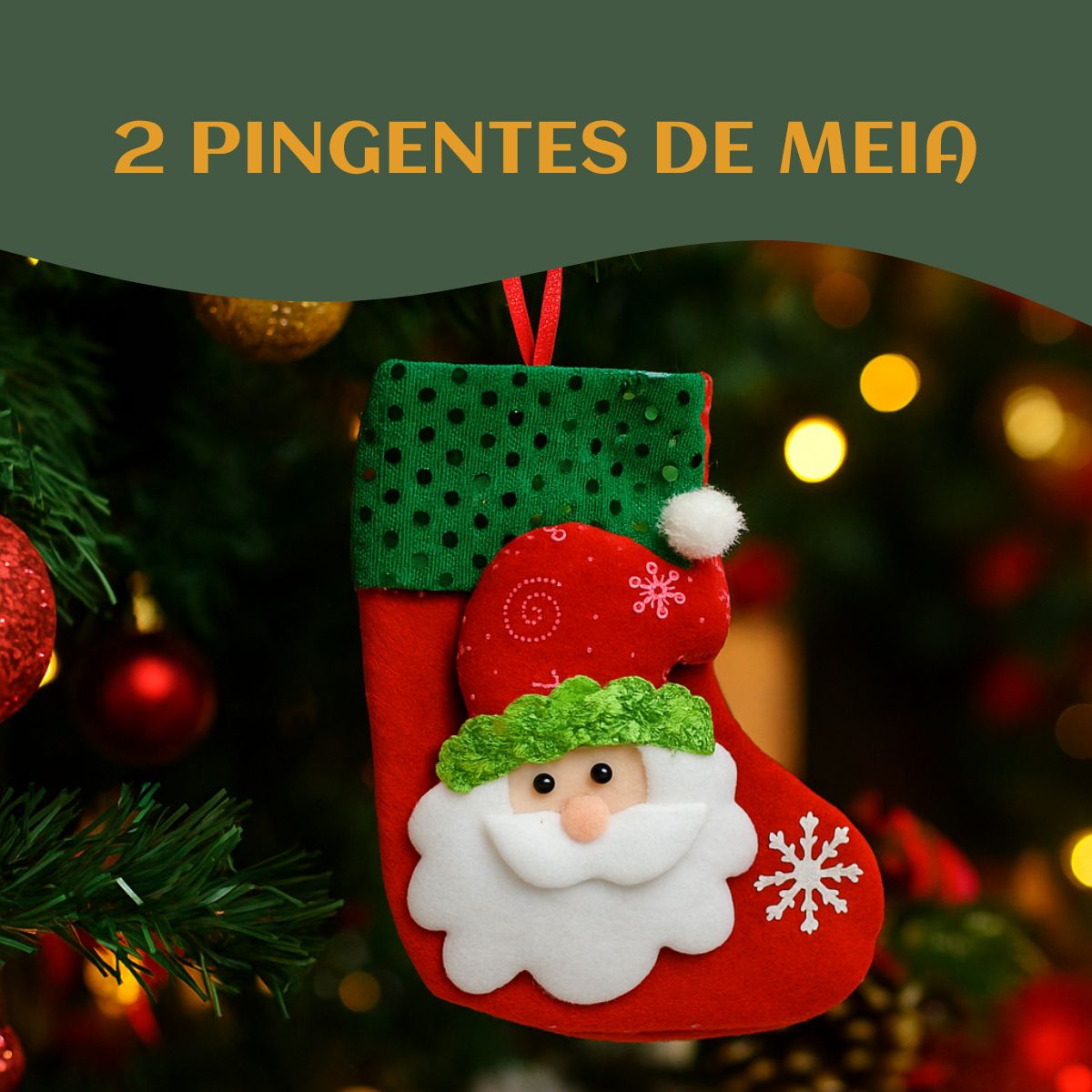 Kit 10/12 Pendentes Pelúcia Enfeite Árvore De Natal Papai Noel Grande 16cm Decoração LuvinCo