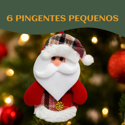 Kit 10/12 Pendentes Pelúcia Enfeite Árvore De Natal Papai Noel Grande 16cm Decoração LuvinCo