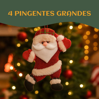 Kit 10/12 Pendentes Pelúcia Enfeite Árvore De Natal Papai Noel Grande 16cm Decoração LuvinCo