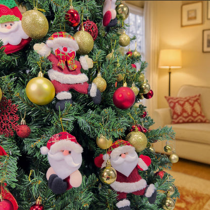 Kit 10/12 Pendentes Pelúcia Enfeite Árvore De Natal Papai Noel Grande 16cm Decoração LuvinCo