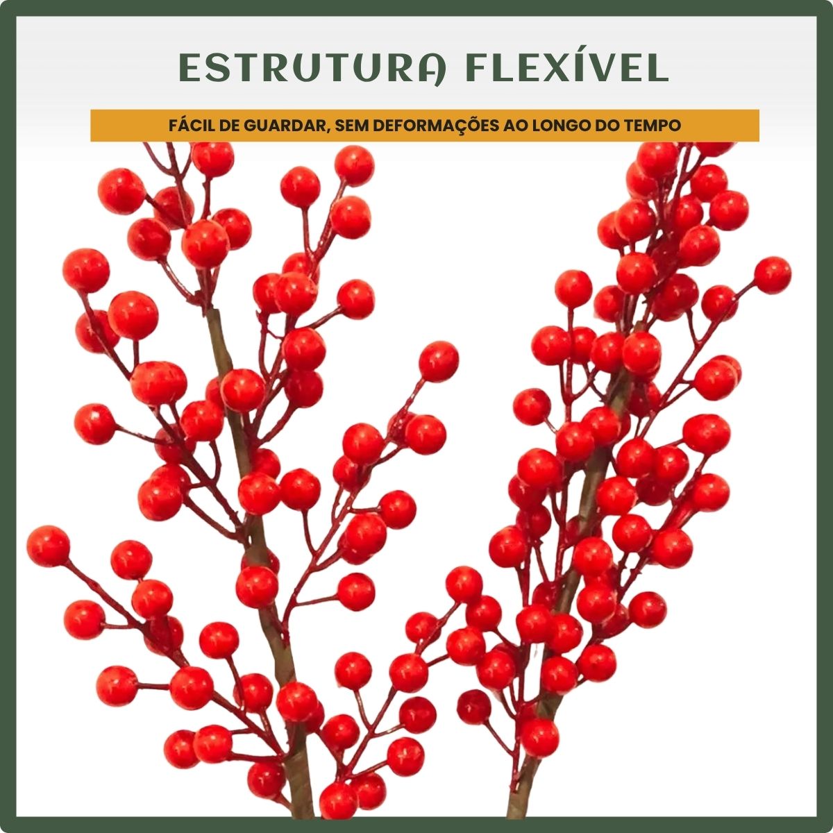 Kit 10 Azevinho Pick Galho Cereja Enfeite Natalino Decoração