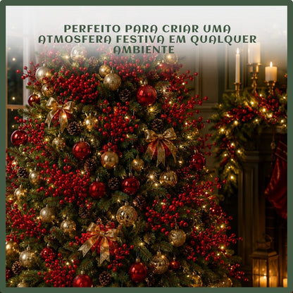 Kit 10 Azevinho Pick Galho Cereja Enfeite Natalino Decoração