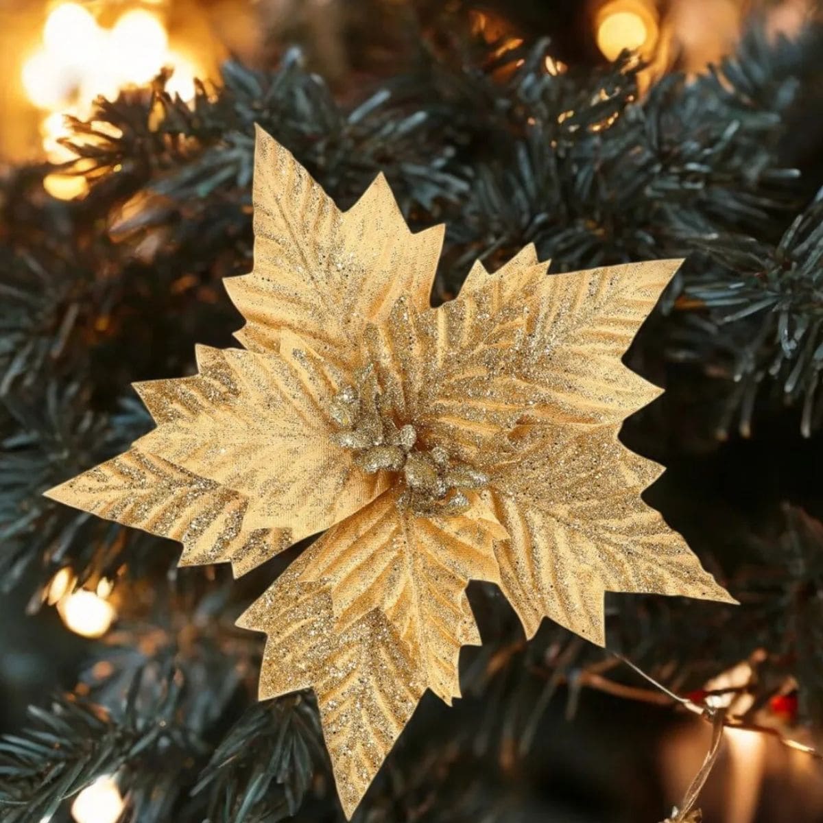 Kit 12 Flores Artificial Decoração Enfeite Árvore Natal Luxo LuvinCo