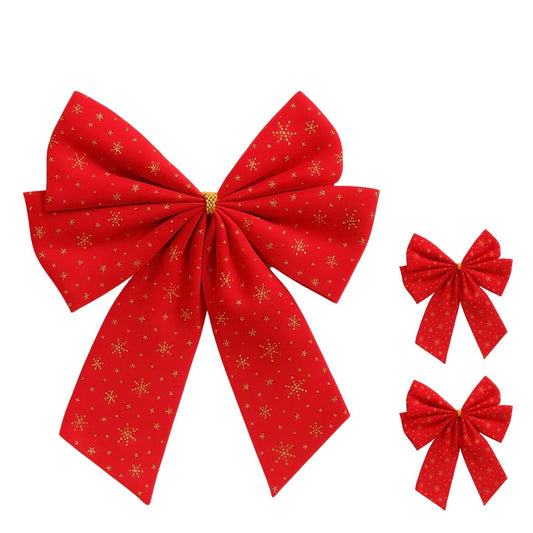 Kit 3 Laços Árvore De Natal Glitter Grandes Enfeite Decoração Luxo Prata/Vermelho/Dourado LuvinCo