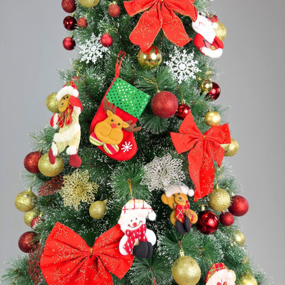 Kit 3 Laços Árvore De Natal Glitter Grandes Enfeite Decoração Luxo Prata/Vermelho/Dourado LuvinCo