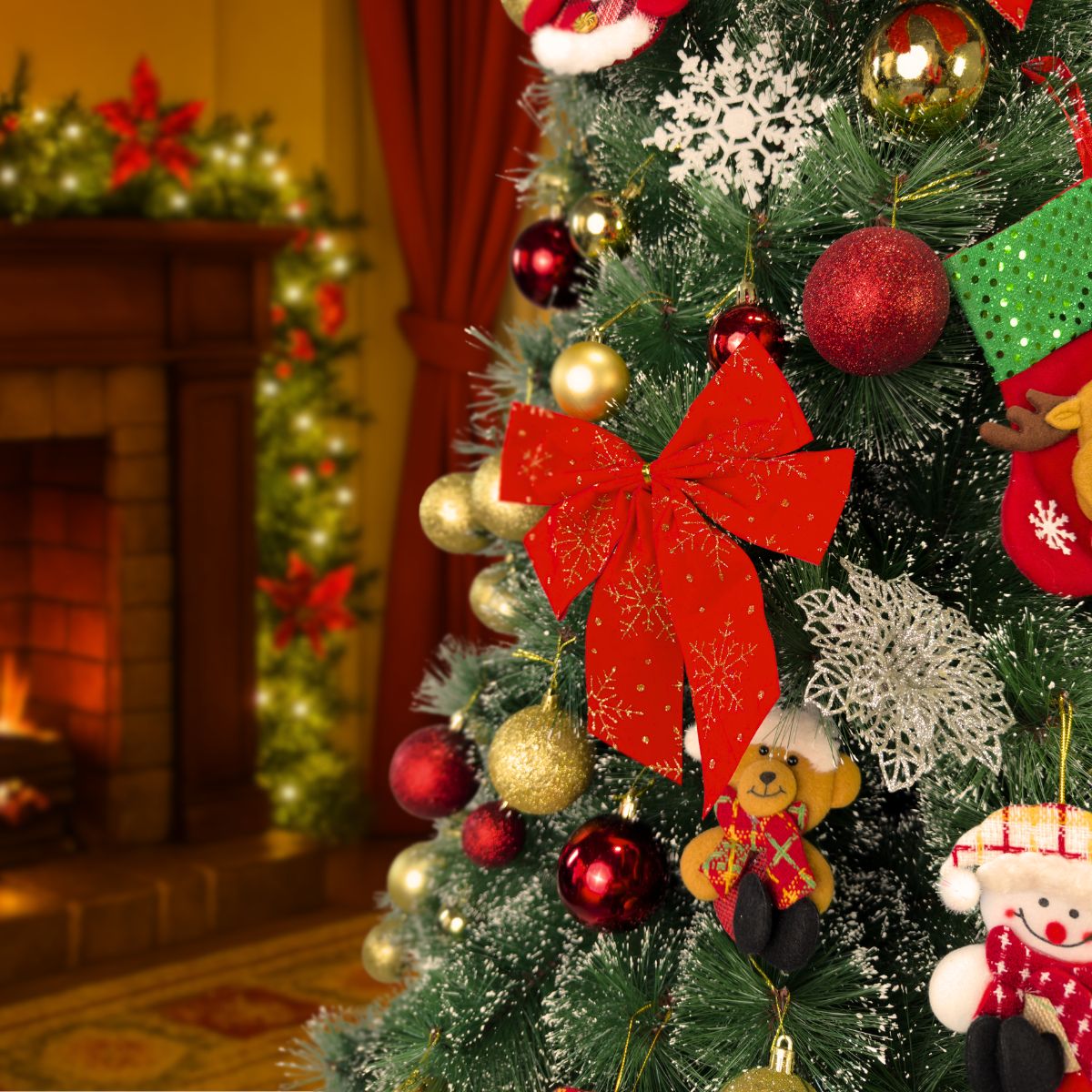 Kit 3 Laços Árvore De Natal Glitter Grandes Enfeite Decoração Luxo Prata/Vermelho/Dourado LuvinCo