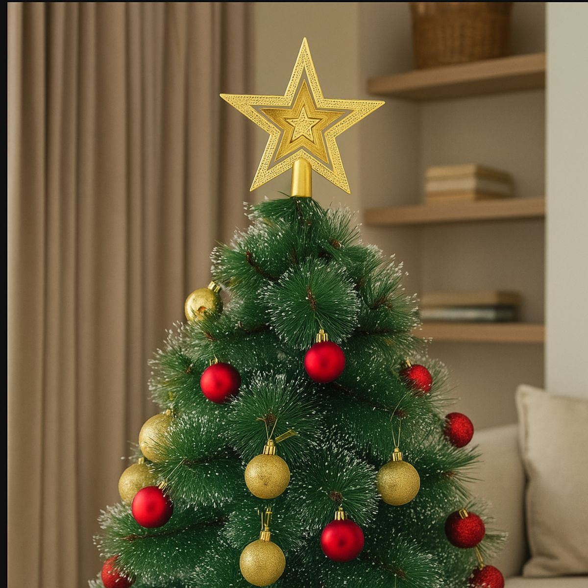 Kit 60 Bolas de Natal Mista Lisas Glitter Decoração Enfeite Árvore de Natal com Ponteira LuvinCo