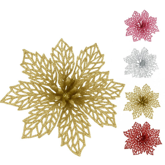 Kit C/6 Flor Enfeite Árvore De Natal Decoração Natalina Luxo LuvinCo