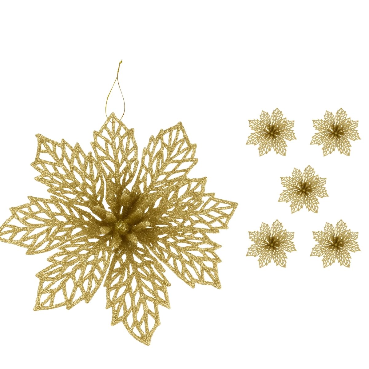 Kit C/6 Flor Enfeite Árvore De Natal Decoração Natalina Luxo LuvinCo