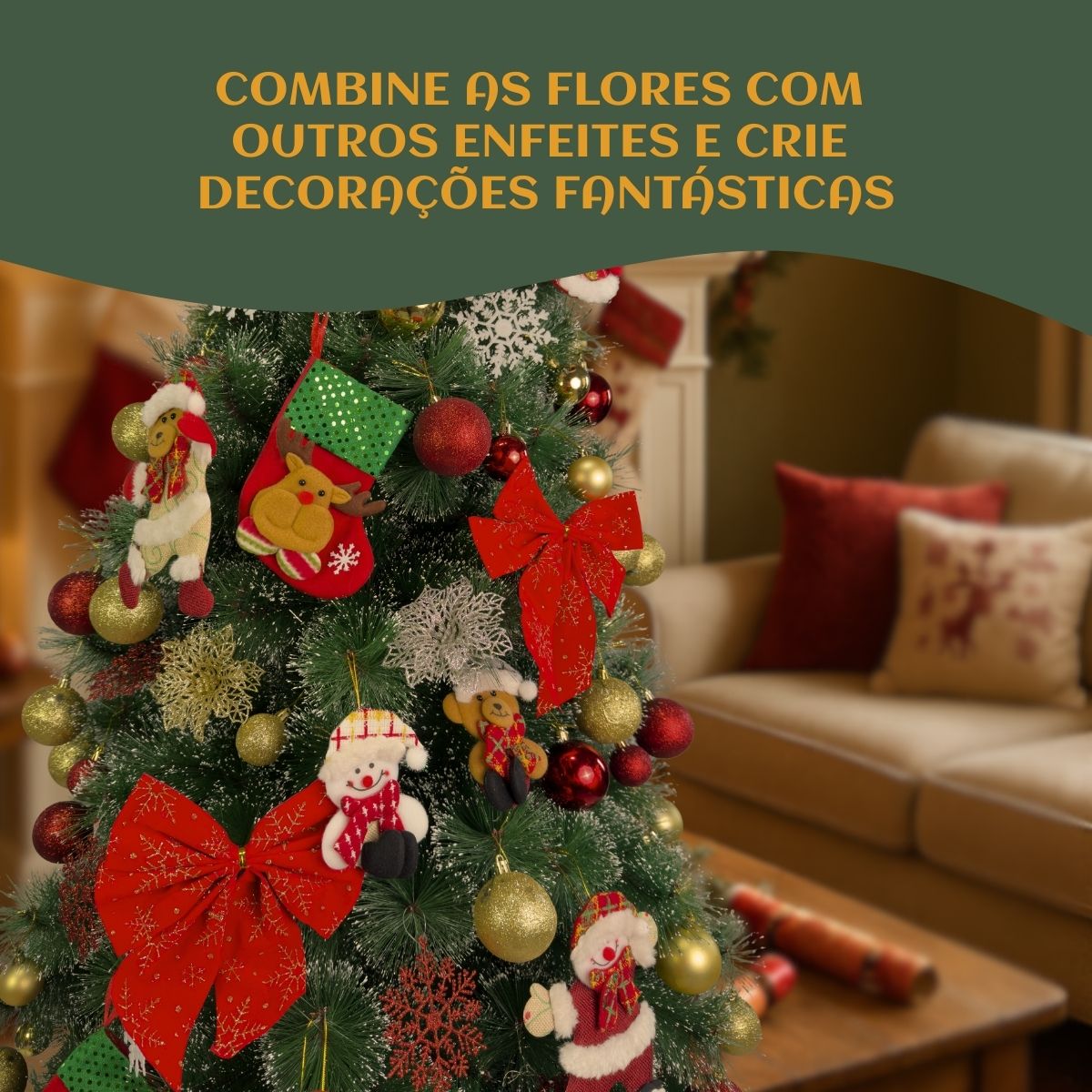 Kit C/6 Flor Enfeite Árvore De Natal Decoração Natalina Luxo LuvinCo