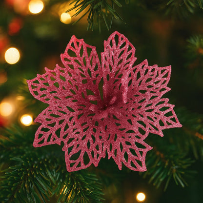 Kit C/6 Flor Enfeite Árvore De Natal Decoração Natalina Luxo LuvinCo