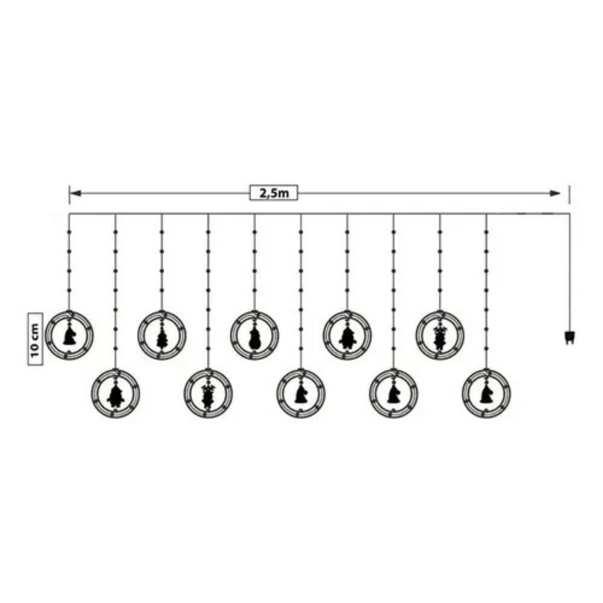 Pisca Cascata 130 Led IP65 Prova De Água  3,0m Cortina Varal Figura Decoração Natal Varal LuvinCo Bivolt