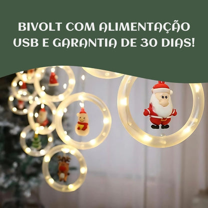 Pisca Cascata 130 Led IP65 Prova De Água  3,0m Cortina Varal Figura Decoração Natal Varal LuvinCo Bivolt