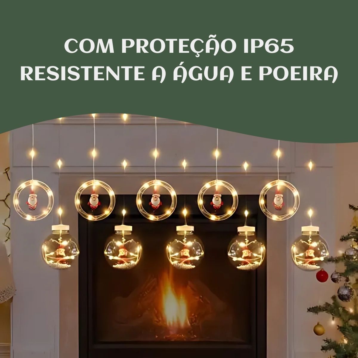Pisca Cascata Varal 130Led 3,0m Circuito Bivolt USB Cordão Fio Fada e Figura A Prova De Água Decoração Natal LuvinCo