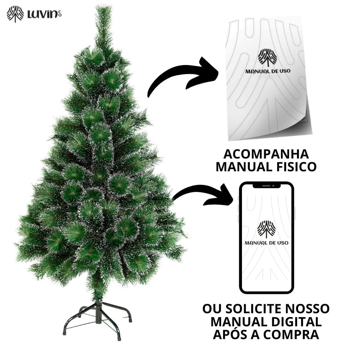 Árvore De Natal Pom Pom Verde Com Pontas Nevada 1,80m 360 Galhos Grande Pinheiro Toque De Neve Cheia Luxo