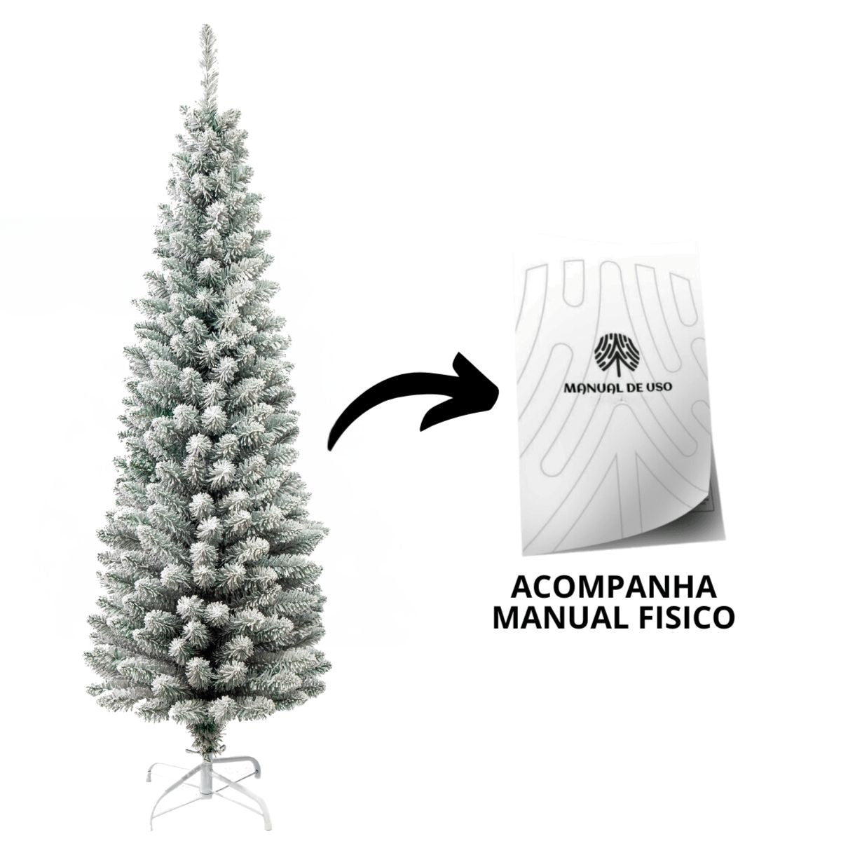 Árvore Natal Slim Nevada 2,40m 800 Galhos Pinheiro Tradicional Fina Luxo Cheia Luvinco